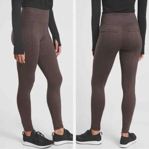 Athleta Delancey Herringbone Tight Brown Leggings Size Small Petite Workwear